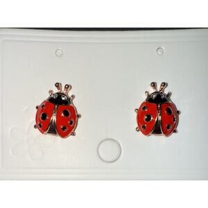 NWT Red Lady Bug Earrings Alloy Enamel Cute Studs